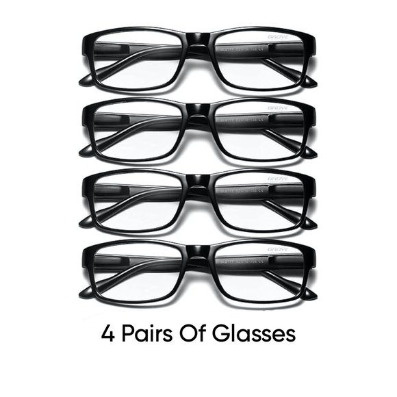 Reading Glasses 4 Pairs Unisex Blue Light Readers Computer Eye Glasses, Black - Picture 1 of 11